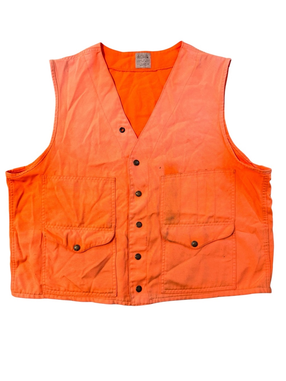 Vintage Filson Style 12 Blaze Orange Survey Hunting Vest Mens 48 *Flaws Read